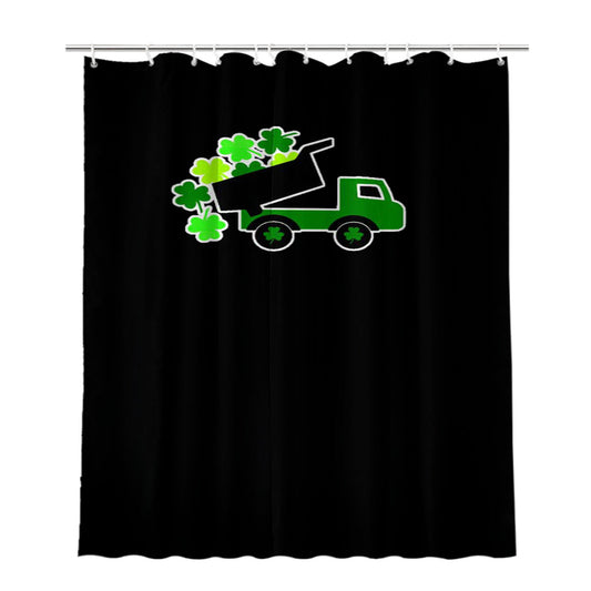 Lucky St Patricks Day Vintage Truck Clover Shamrock Bathroom Shower Curtain Fabric Waterproof | 66 X 72 Inch