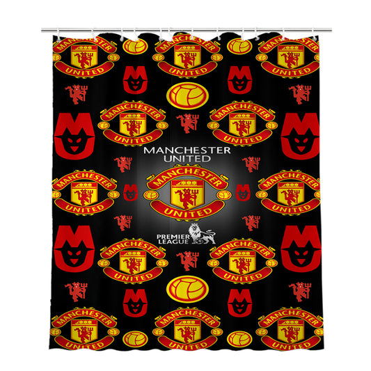 Personalized Manchester United Logo Pattern Shower Curtain Farmhouse Bathroom Decor