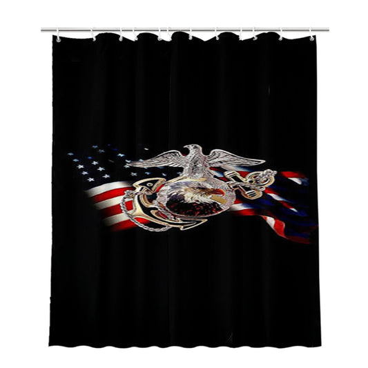 Marine Corps Bathroom Shower Curtain Fabric Waterproof | 66 X 72 Inch