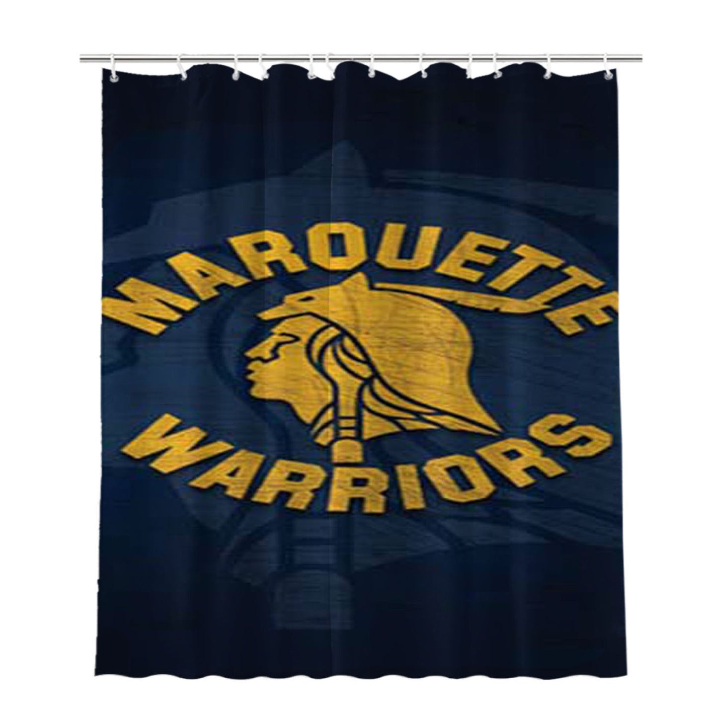 Marquette Warriors Logo Scratch Bathroom Shower Curtain Fabric Waterproof | 66 X 72 Inch