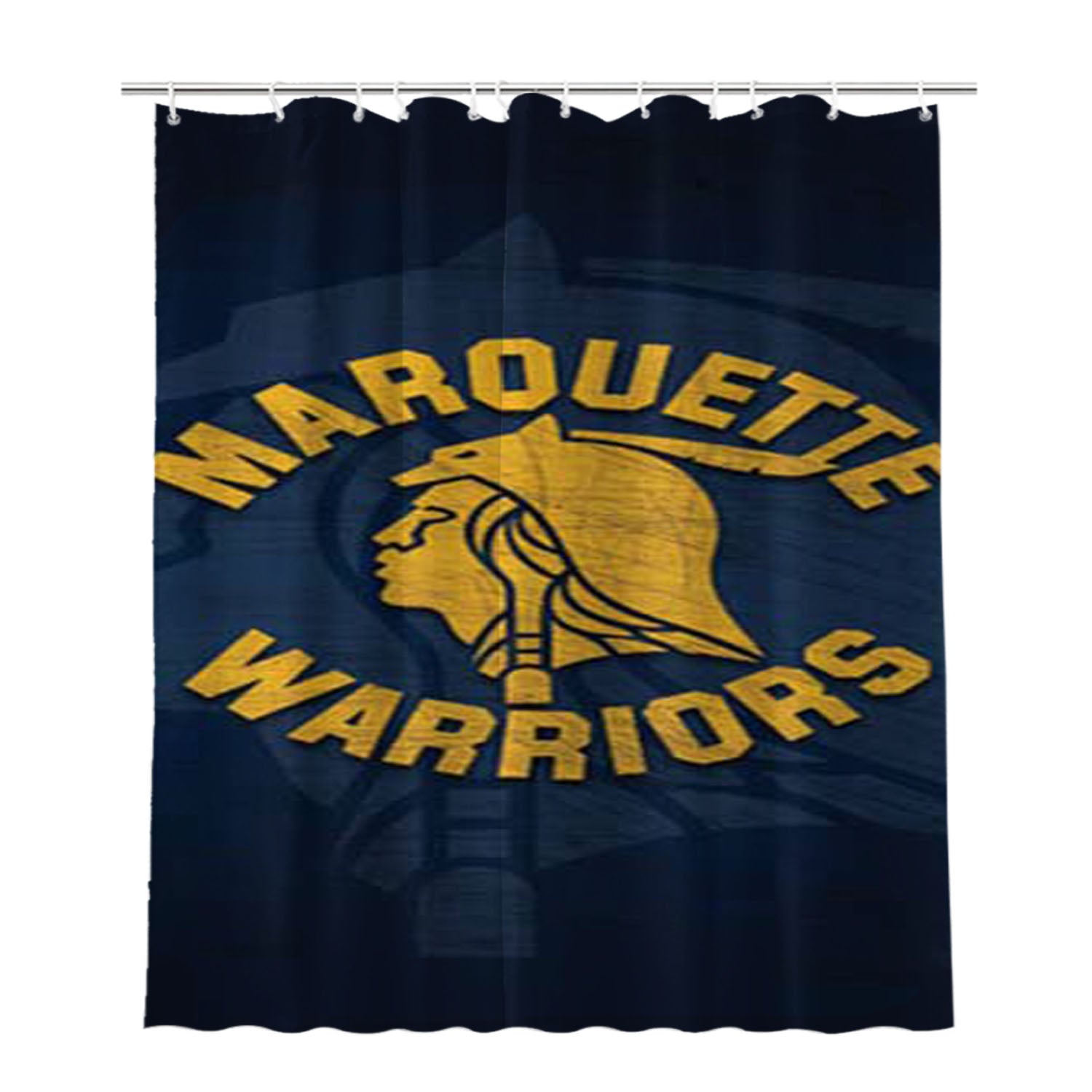 Marquette Warriors Logo Scratch Bathroom Shower Curtain Fabric Waterproof | 66 X 72 Inch