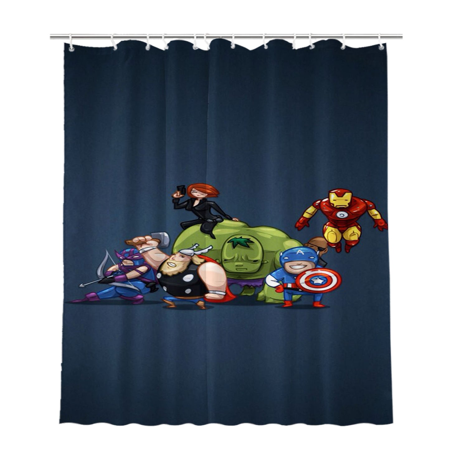 Marvel Chibi Bathroom Shower Curtain Fabric Waterproof | 66 X 72 Inch