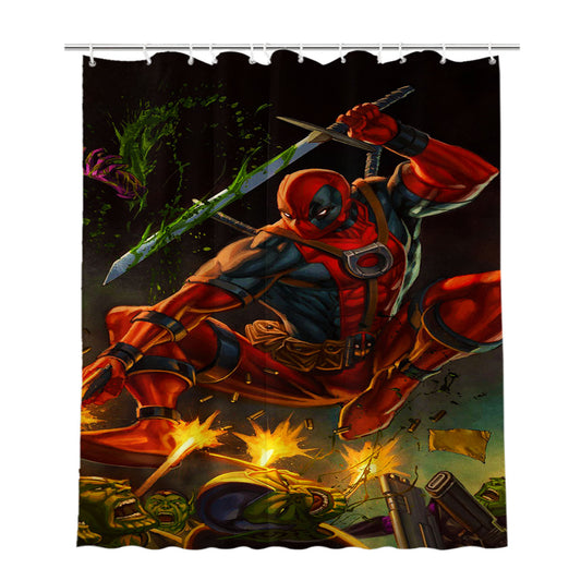 Personalized Marvel Deadpool Slash Shower Curtain Farmhouse Bathroom Decor
