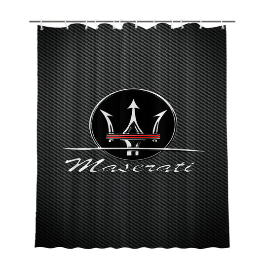 Maserati Logo Carbon Fiber Bathroom Shower Curtain Fabric Waterproof