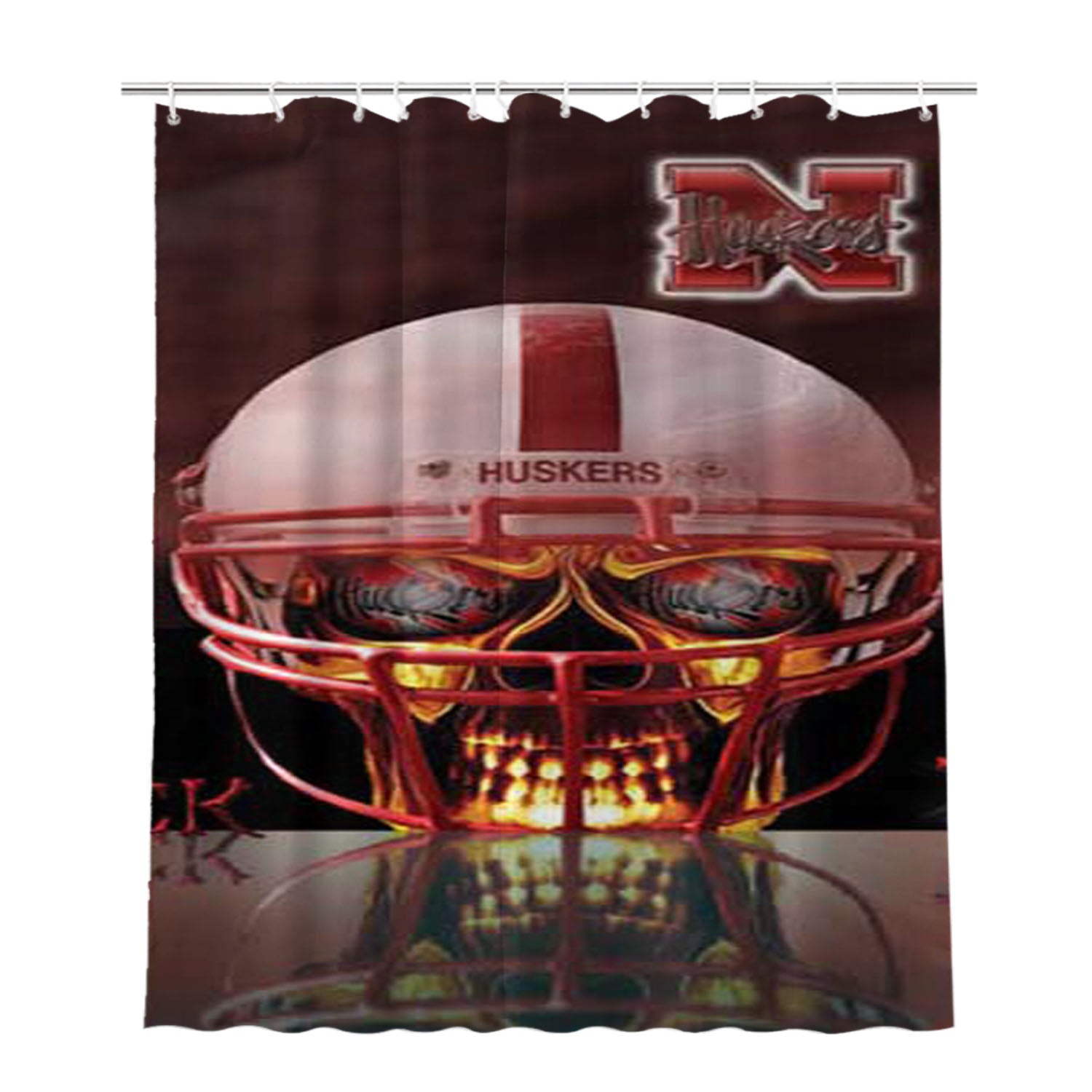 Nebraska Huskers Undead Bathroom Shower Curtain Fabric Waterproof | 66 X 72 Inch