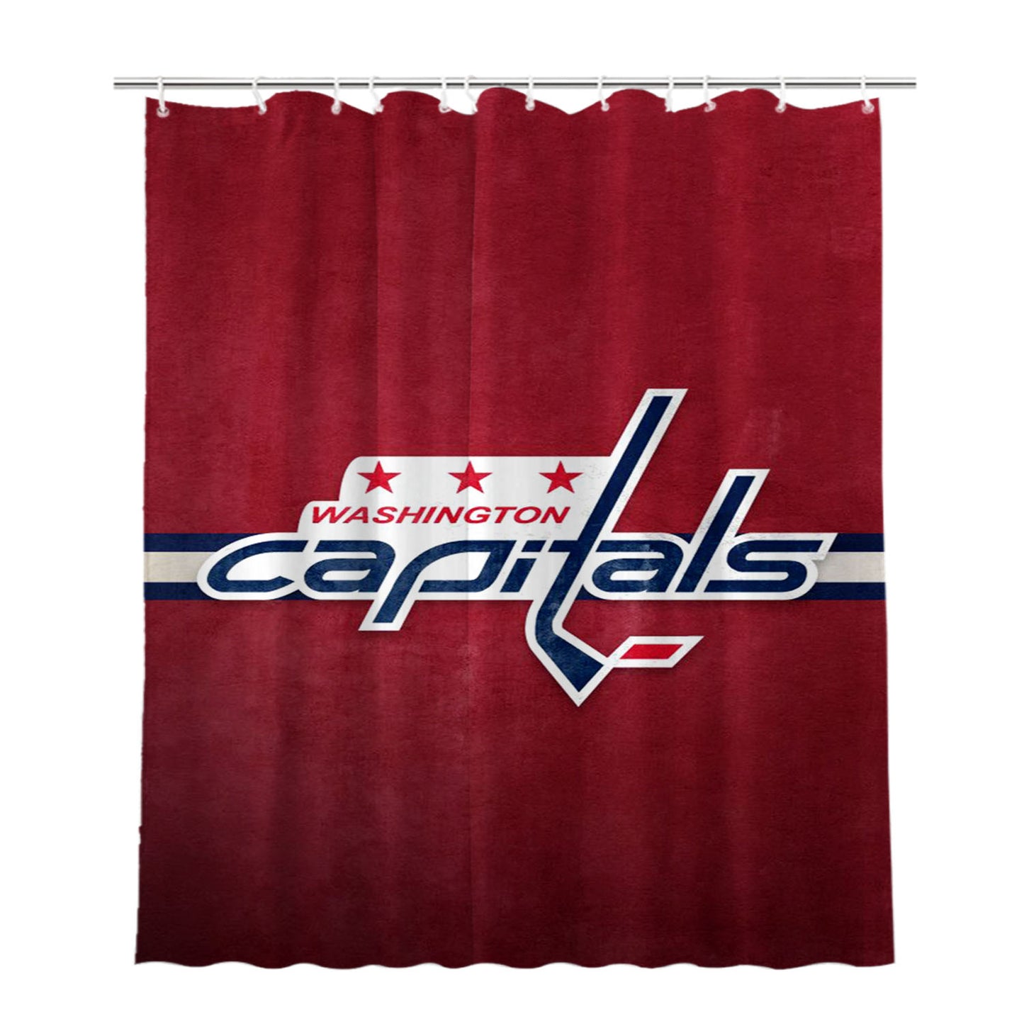 Nhl Washington Capitals Sport Logo 2 Bathroom Shower Curtain Fabric Waterproof | 66 X 72 Inch