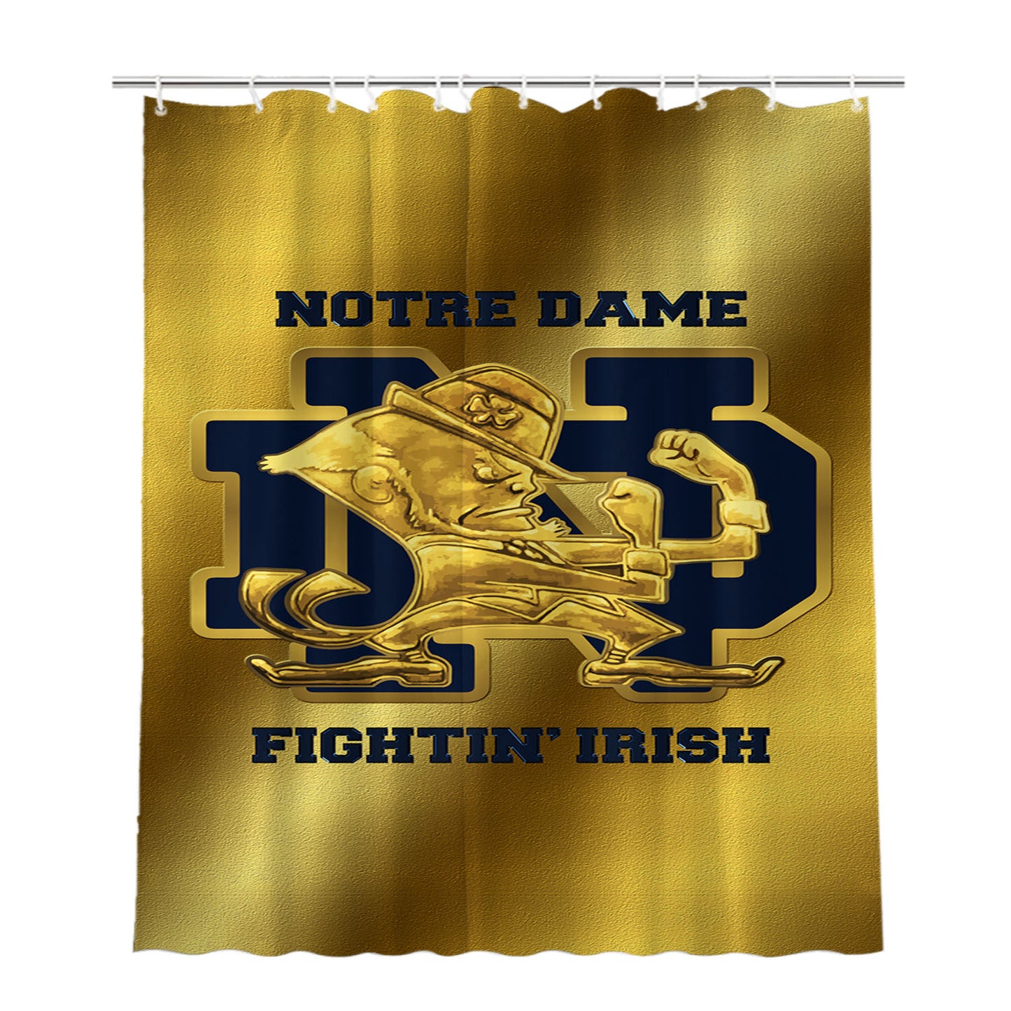 Notre Dame Fighting Irish Football Golden Flag Bathroom Shower Curtain Fabric Waterproof | 66 X 72 Inch