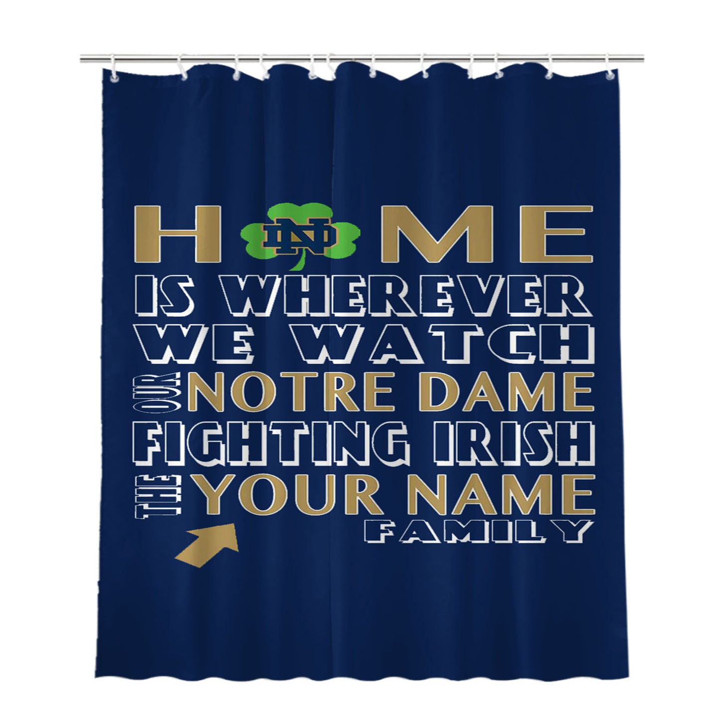Notre Dame Fighting Irish Personalized Bathroom Shower Curtain Fabric Waterproof | 66 X 72 Inch