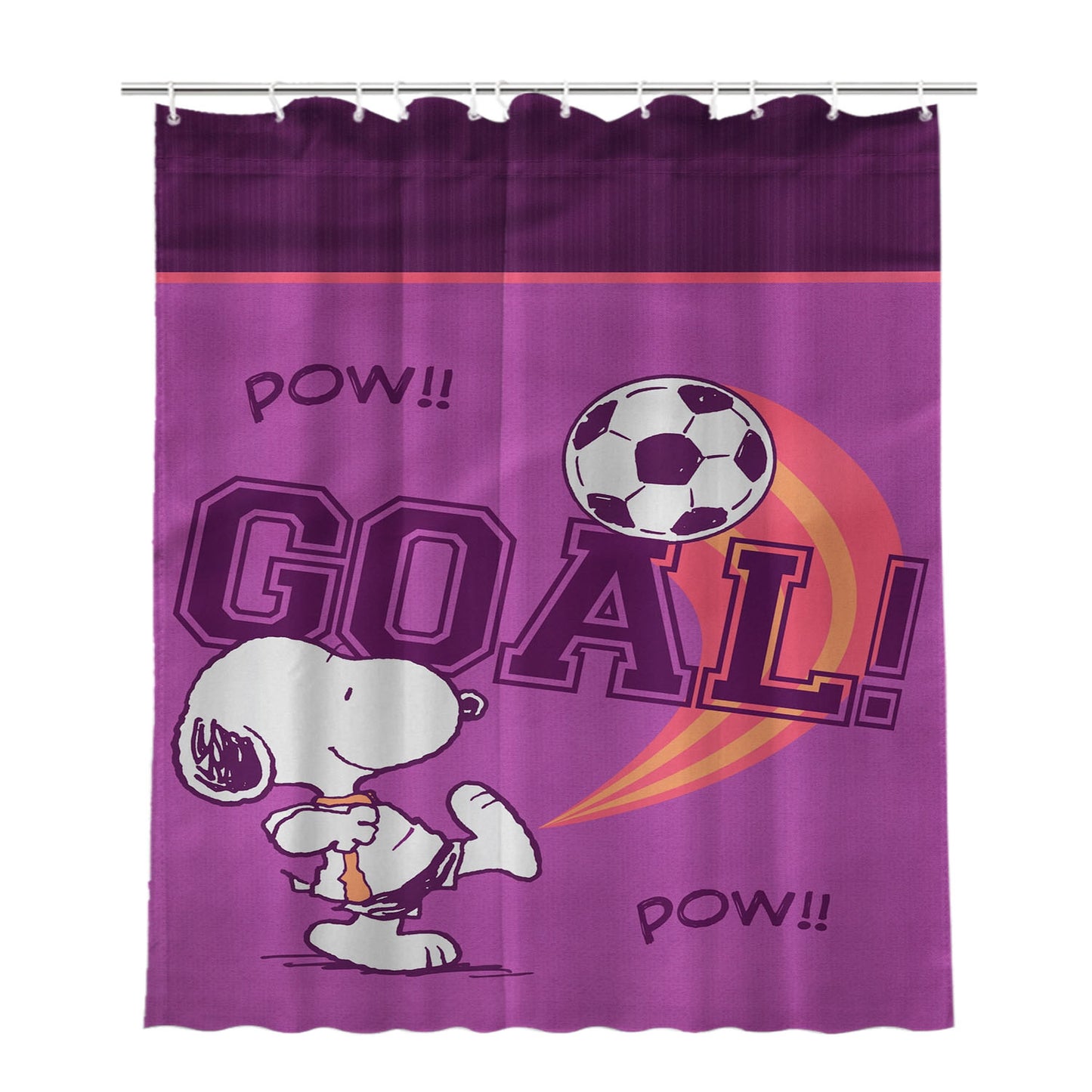 Peanuts Snoopy Soccer Goal Bathroom Shower Curtain Fabric Waterproof | 66 X 72 Inch