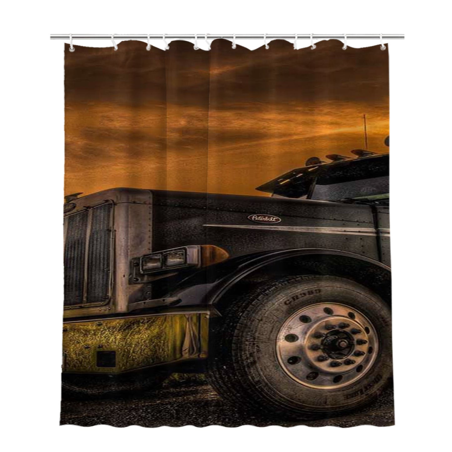 Peterbilt Truck 2 Bathroom Shower Curtain Fabric Waterproof | 66 X 72 Inch