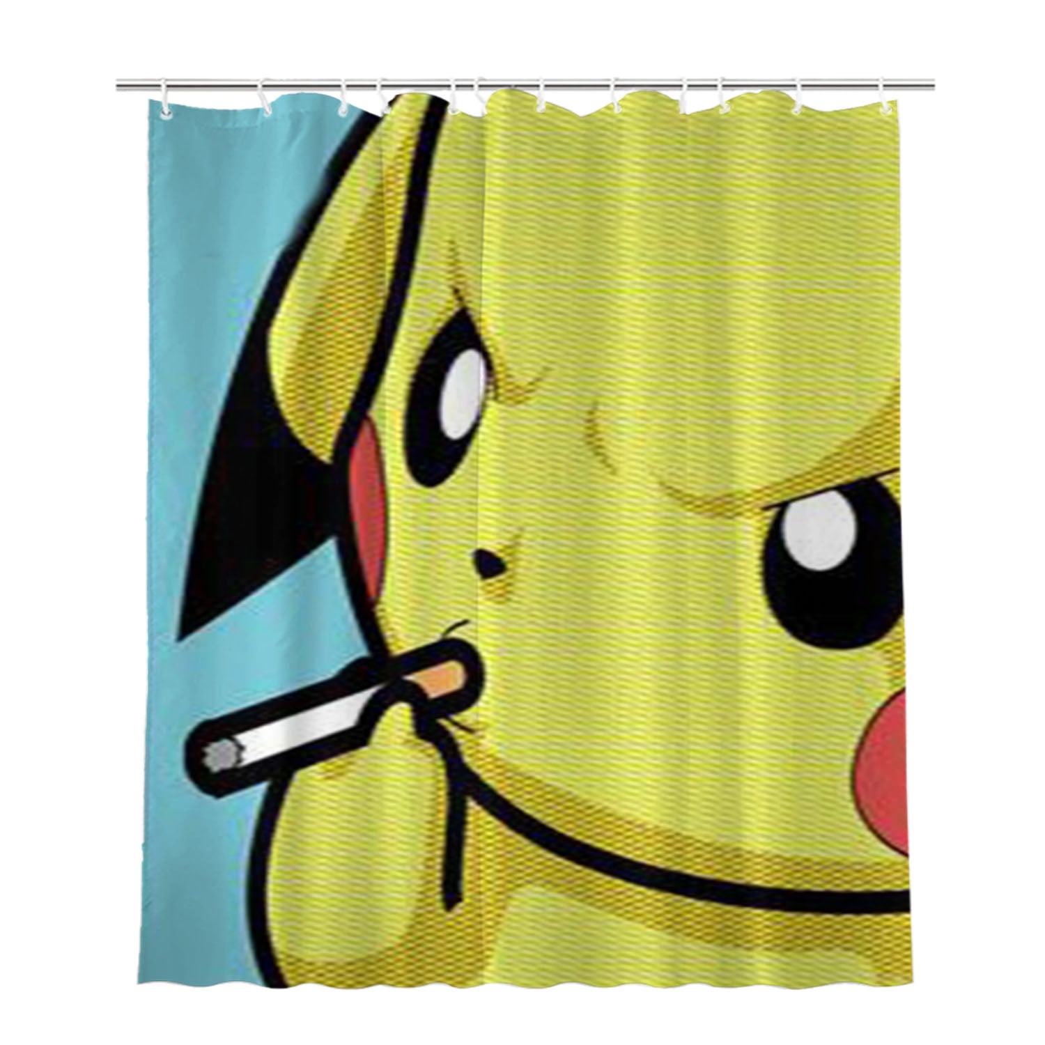 Smoking Pikachu Bathroom Shower Curtain Fabric Waterproof | 66 X 72 Inch