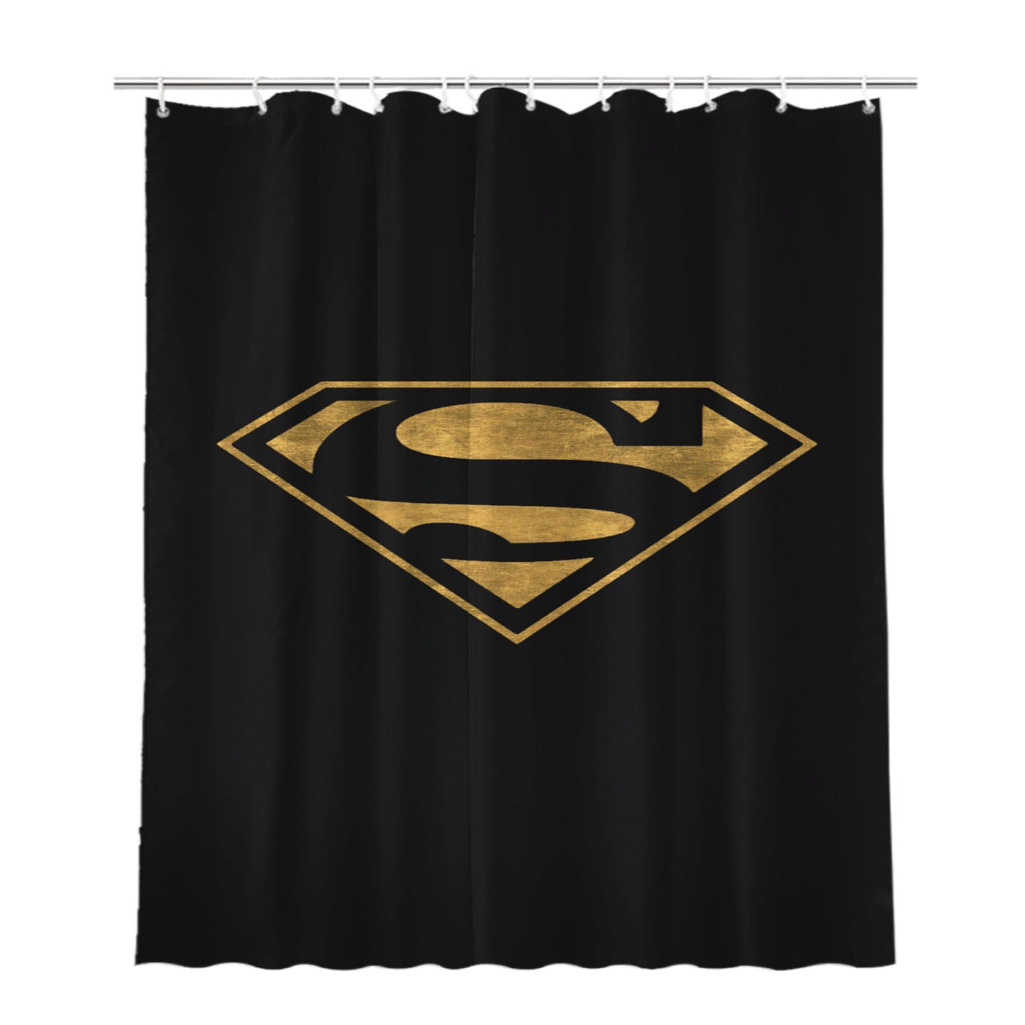 Superman Black Gold Texture Logo Bathroom Shower Curtain Fabric Waterproof | 66 X 72 Inch