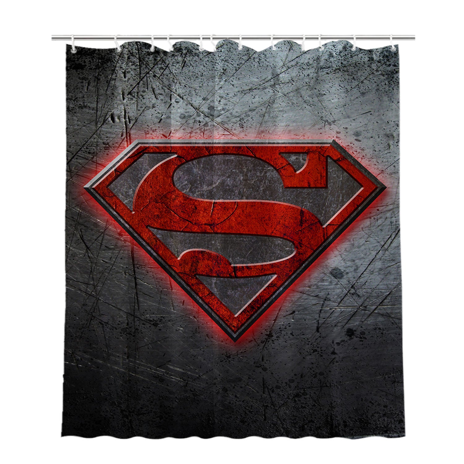 Superman Metal Logo Bathroom Shower Curtain Fabric Waterproof | 66 X 72 Inch