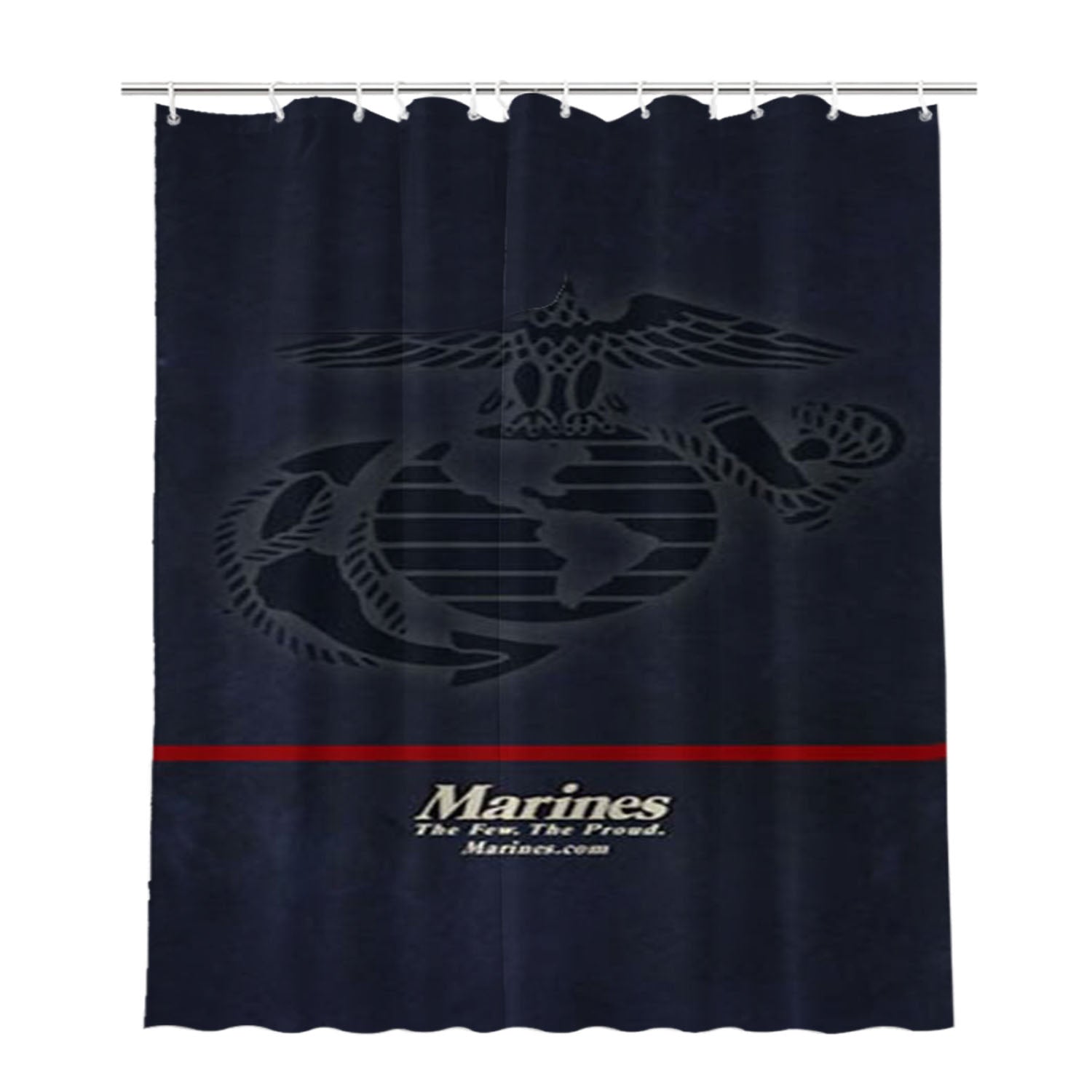Us Marine Corps Icon Bathroom Shower Curtain Fabric Waterproof | 66 X 72 Inch