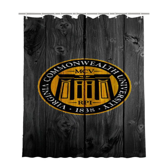 Personalized Virginia Commonwealth University 1838 Logo Dark Wood Shower Curtain Farmhouse Bathroom Decor