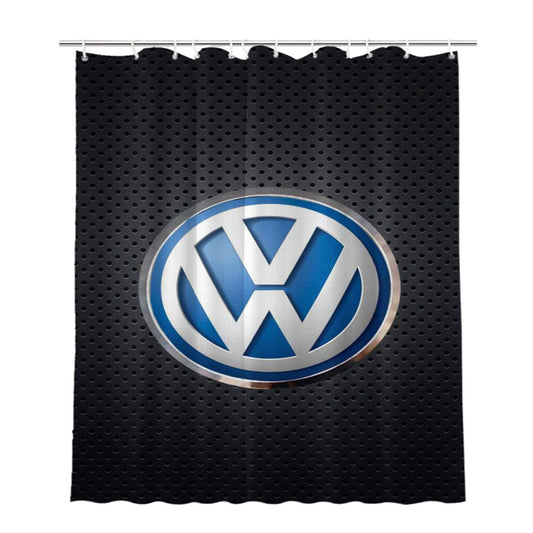 Vw Logo Black Carbon Bathroom Shower Curtain Fabric Waterproof | 66 X 72 Inch