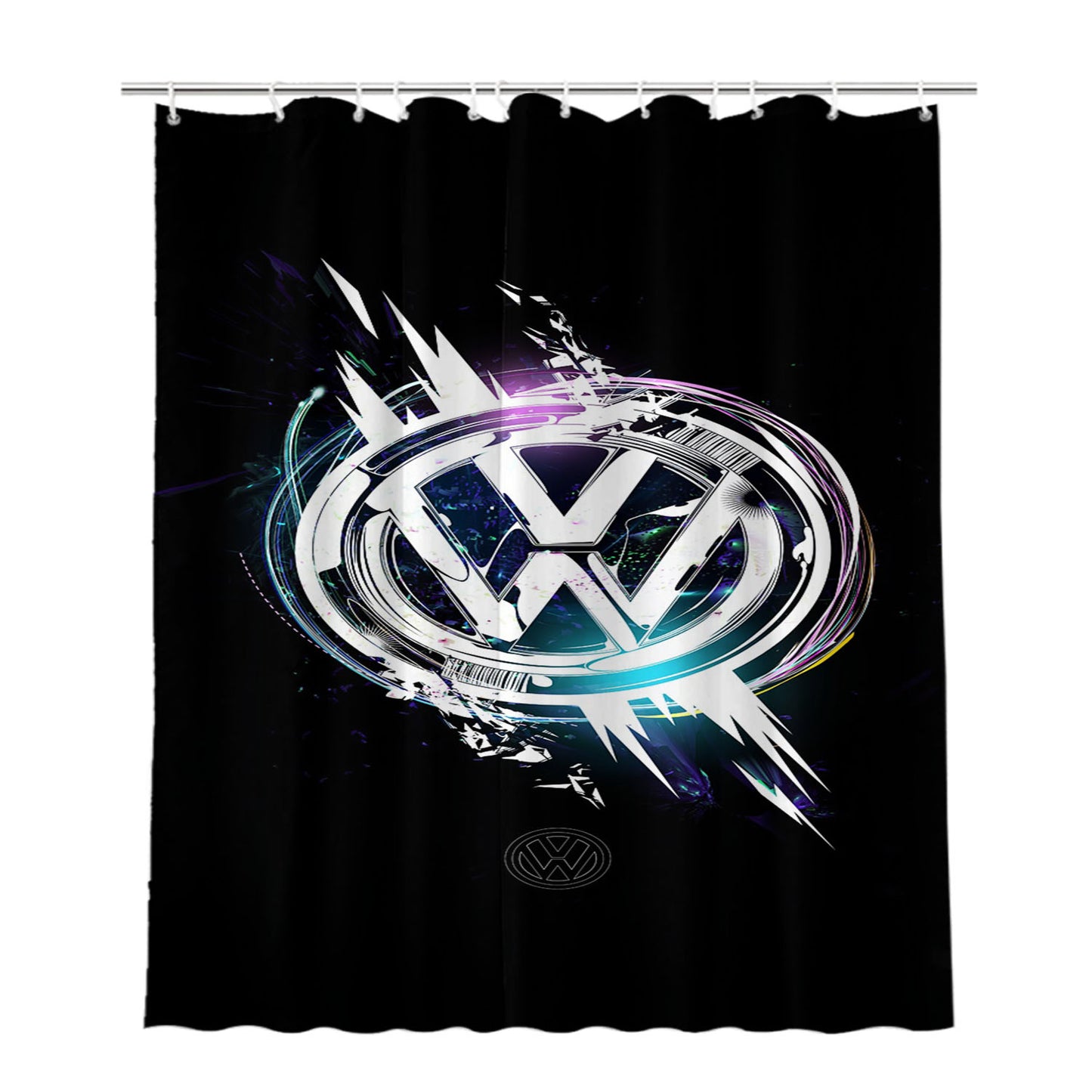 Vw Logo Wallpaper Bathroom Shower Curtain Fabric Waterproof | 66 X 72 Inch