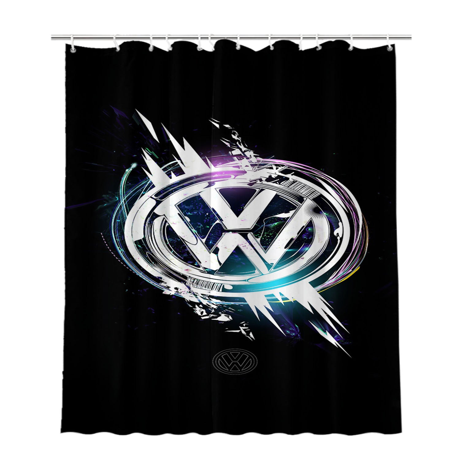 Vw Logo Wallpaper Bathroom Shower Curtain Fabric Waterproof | 66 X 72 Inch