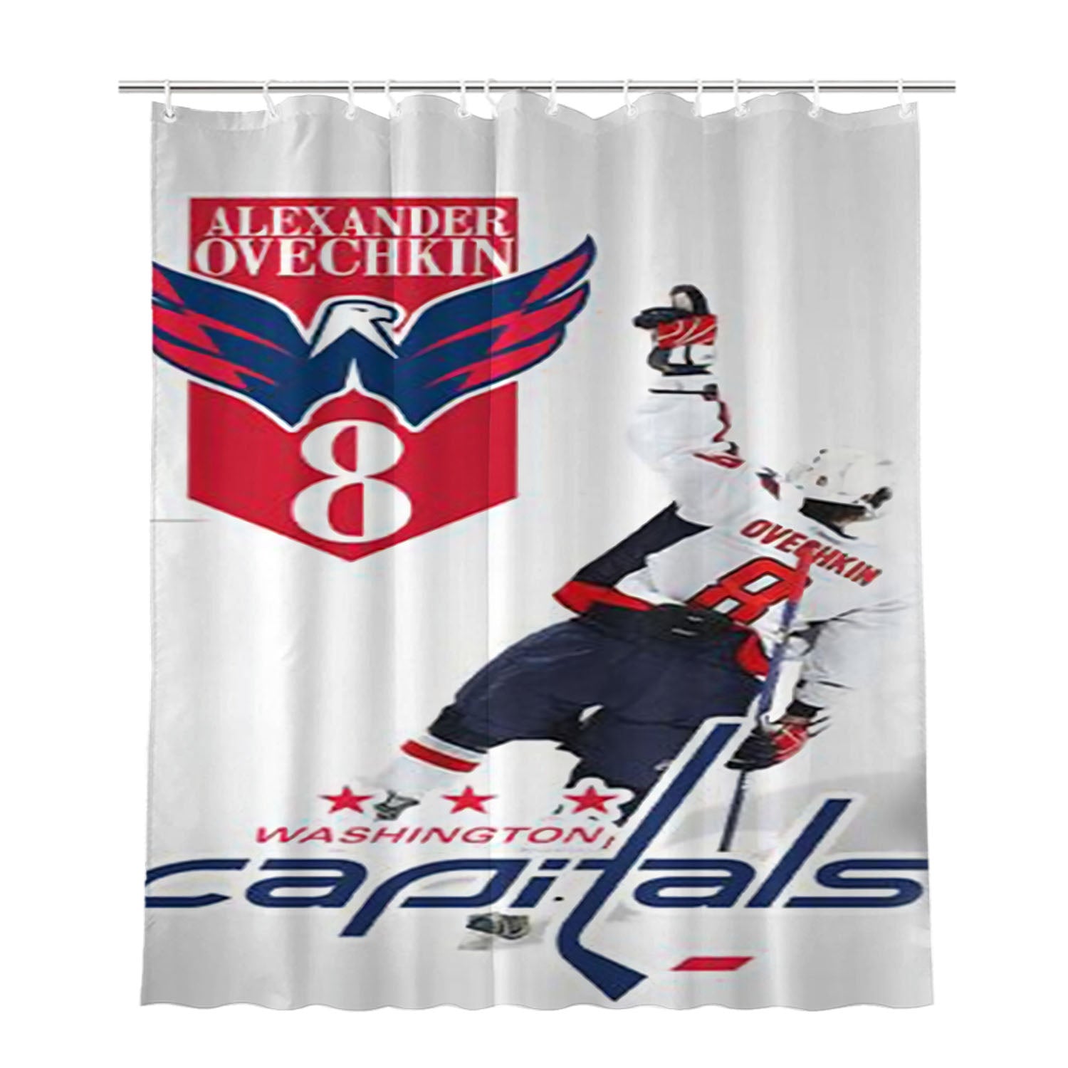 Washington Capitals Alex Ovechkin Bathroom Shower Curtain Fabric Waterproof | 66 X 72 Inch