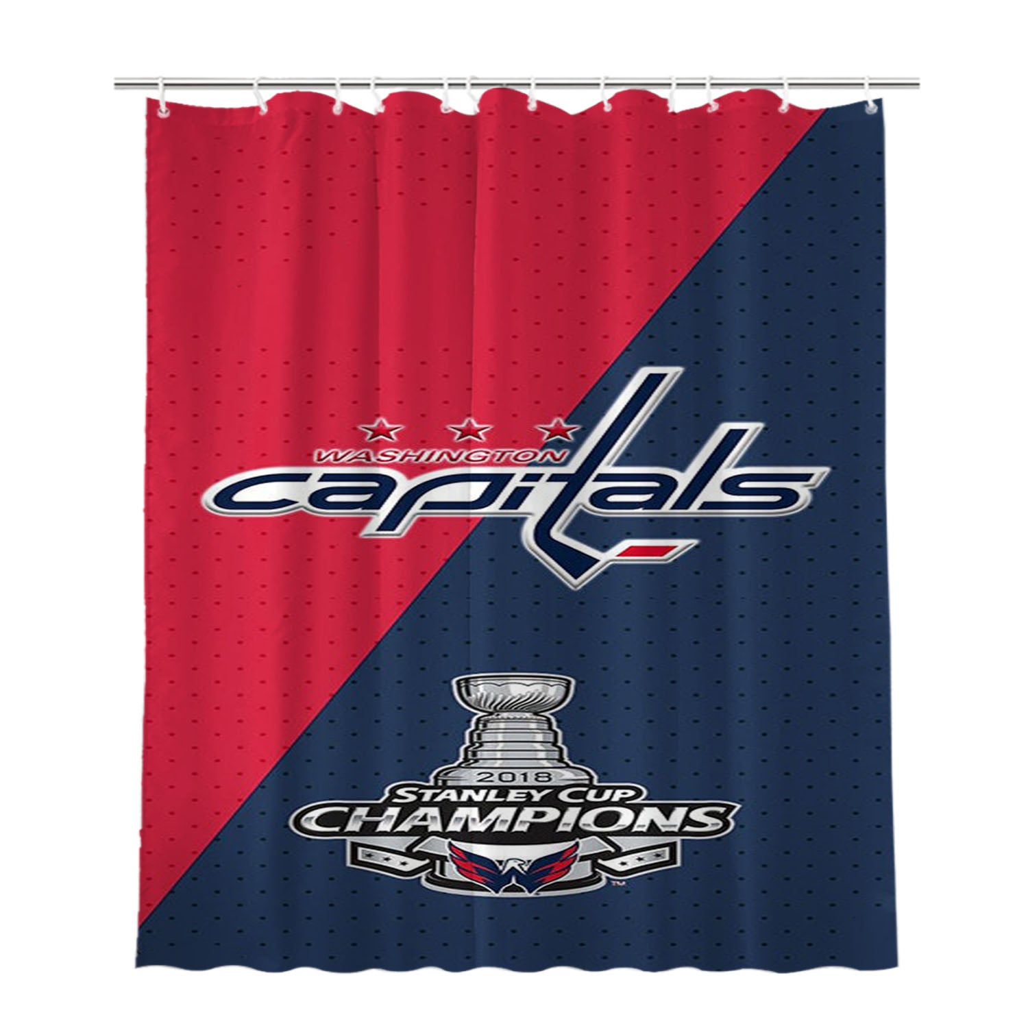 Washington Capitals Stanley Cup Bathroom Shower Curtain Fabric Waterproof | 66 X 72 Inch