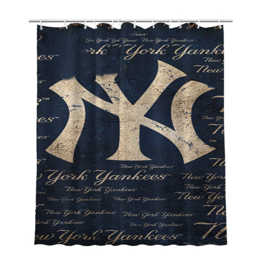 Yankees Baseball Logo Bathroom Shower Curtain Fabric Waterproof