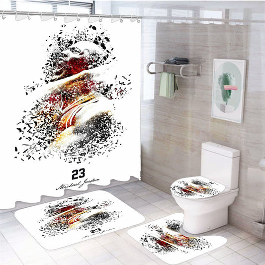 23 Michael Jordan 4Pcs Bathroom Non-Slip Rugs Shower Curtain Fabric Waterproof