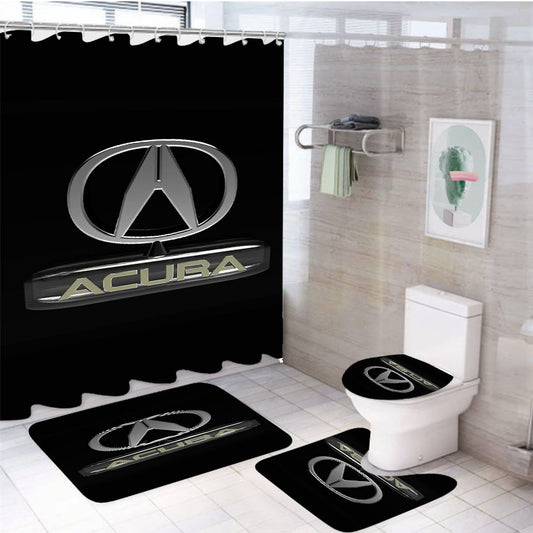 A Beautifull Acura 4Pcs Bathroom Non-Slip Rugs Shower Curtain Fabric Waterproof