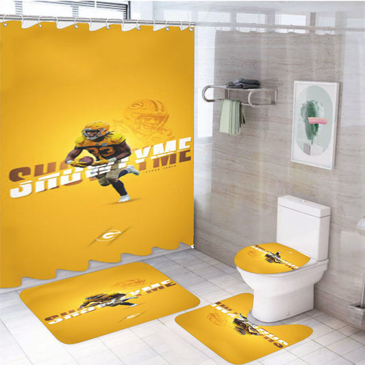 Aaron Jones Green Bay Nfl 4Pcs Bathroom Non-Slip Rugs Shower Curtain Fabric Waterproof