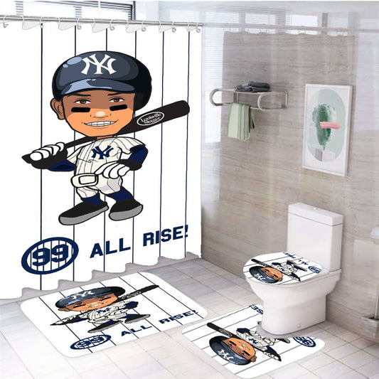 Aaron Judge All Rise 4Pcs Bathroom Non-Slip Rugs Shower Curtain Fabric Waterproof