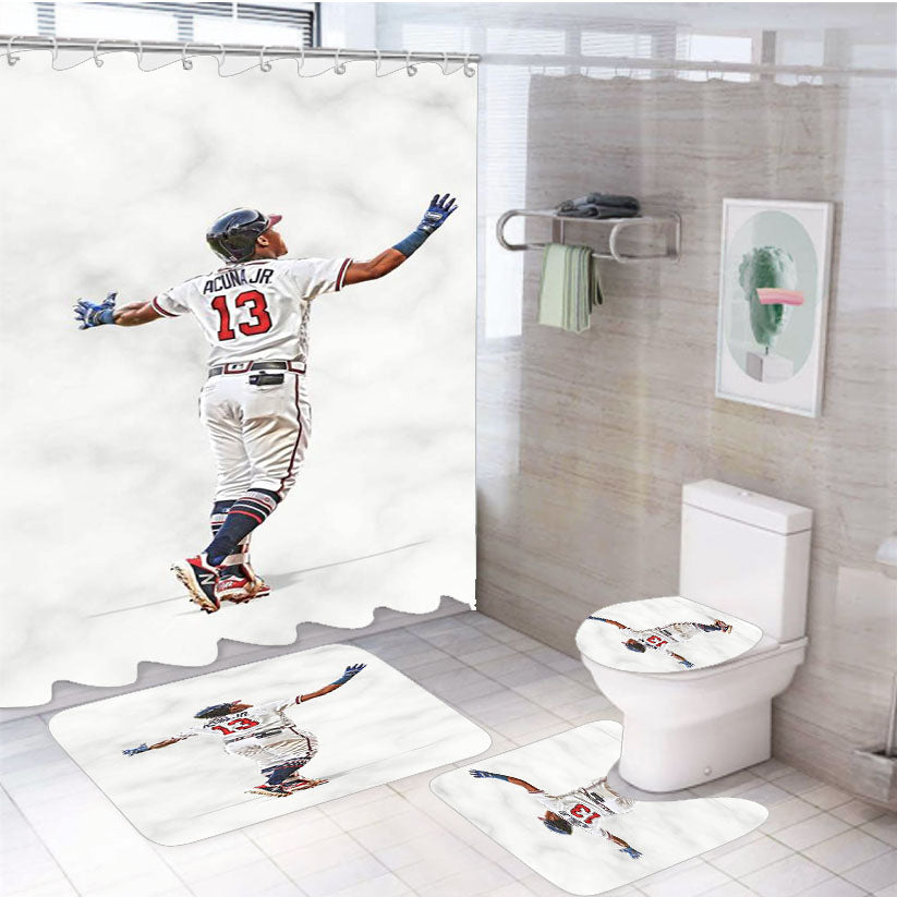 Acuna Jr Atlanta Braves 4Pcs Bathroom Set Shower Curtain
