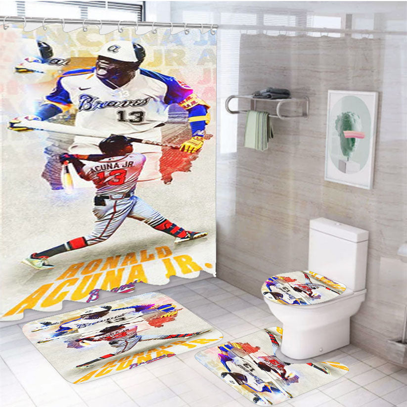 Acuna Jr Atlanta Braves Nba 4Pcs Bathroom Set Shower Curtain