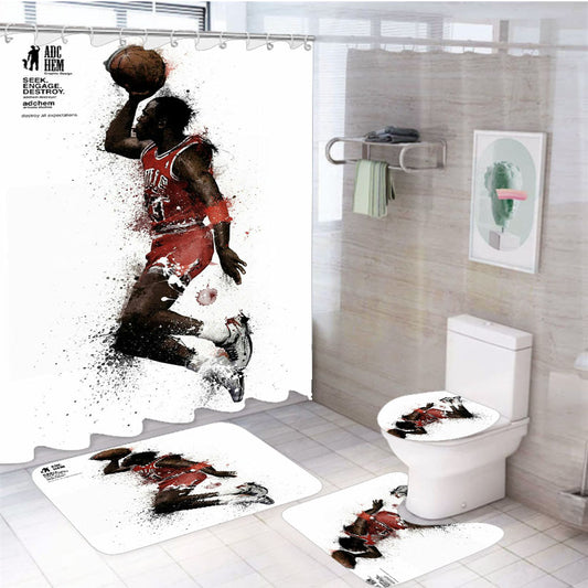 Adc Hem Buls Jordan 4Pcs Bathroom Set Shower Curtain