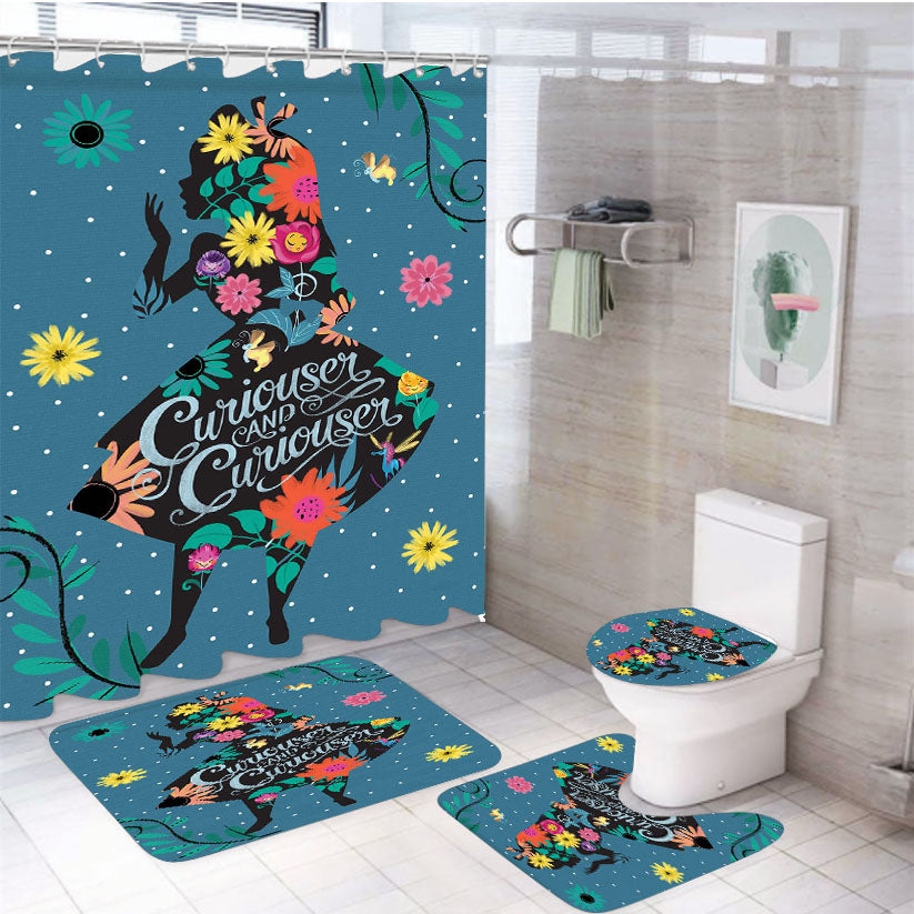 Alice In Wonderland Curiouser 4Pcs Bathroom Set Shower Curtain