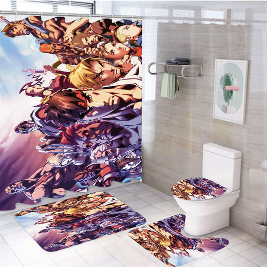 All Characters Street Fighter Wallpapers 4Pcs Bathroom Set Shower Curtain