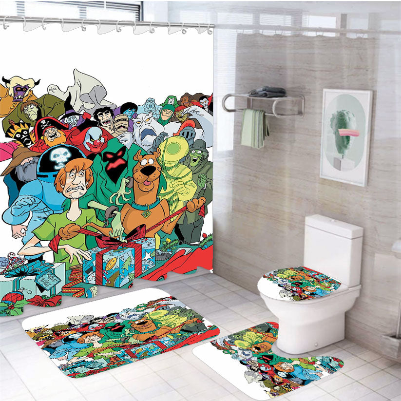 All Scooby Doo Villains And Shaggy 4Pcs Bathroom Set Shower Curtain