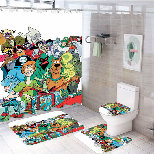 All Scooby Doo Villains And Shaggy 4Pcs Bathroom Set Shower Curtain
