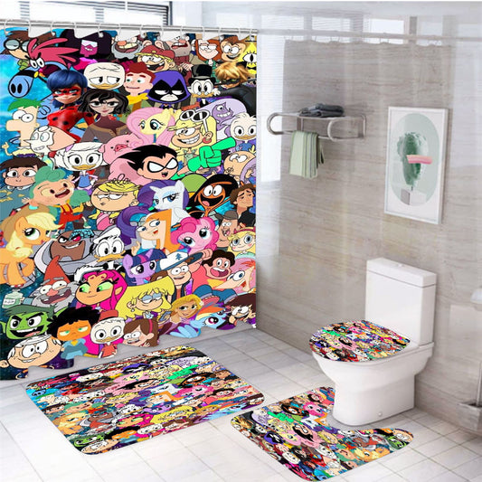 All The Best Cartoon Network  4Pcs Bathroom Set Shower Curtain