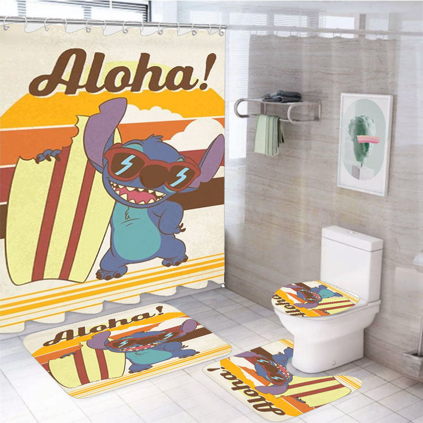 Aloha Stitch 4Pcs Bathroom Set Shower Curtain