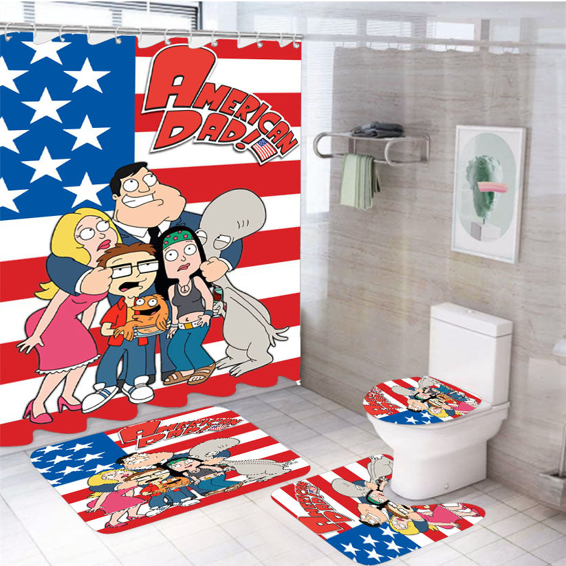 American Dad 4Pcs Bathroom Set Shower Curtain
