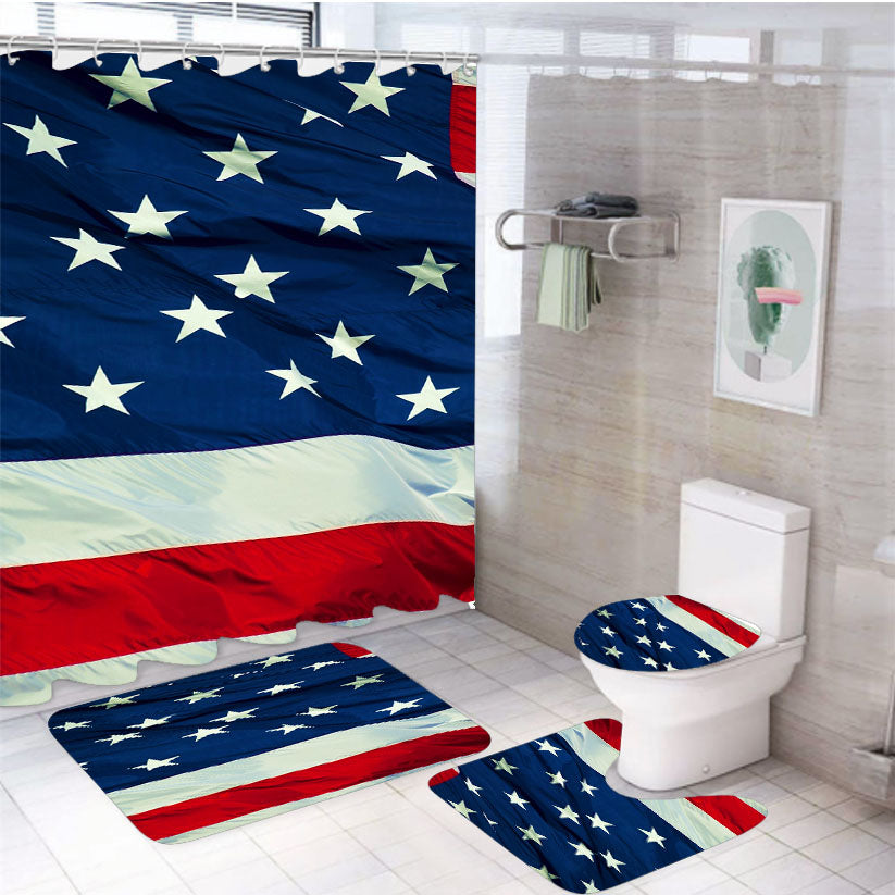 American Flag 4Pcs Bathroom Set Shower Curtain