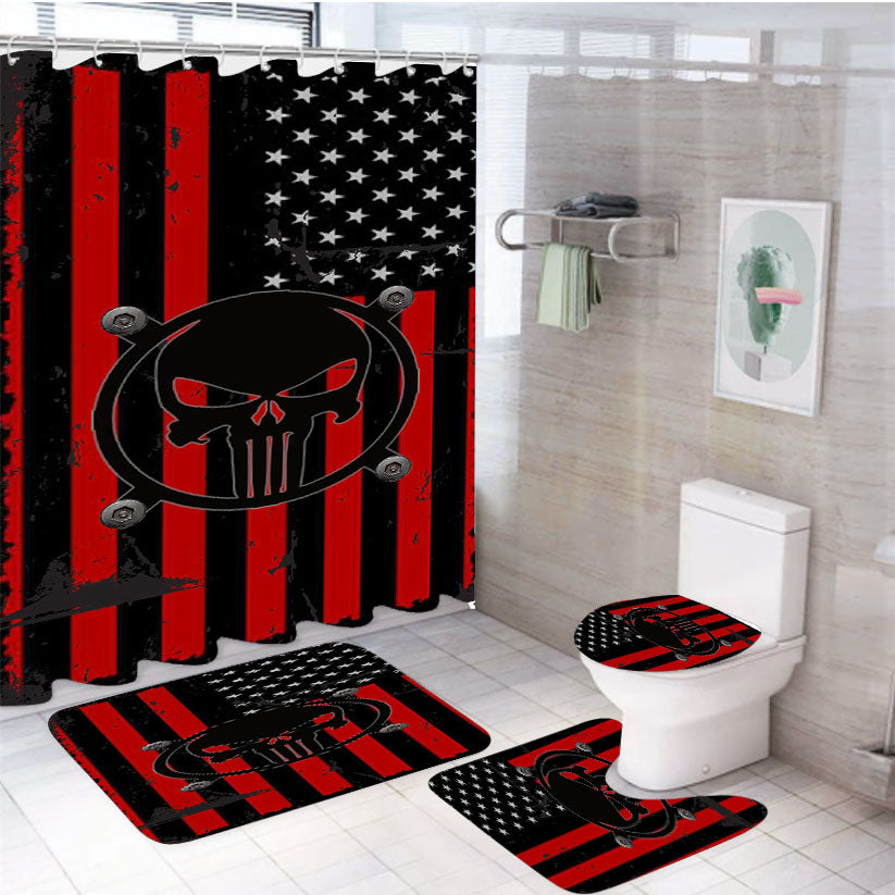 American Flag Punisher 4Pcs Bathroom Set Shower Curtain