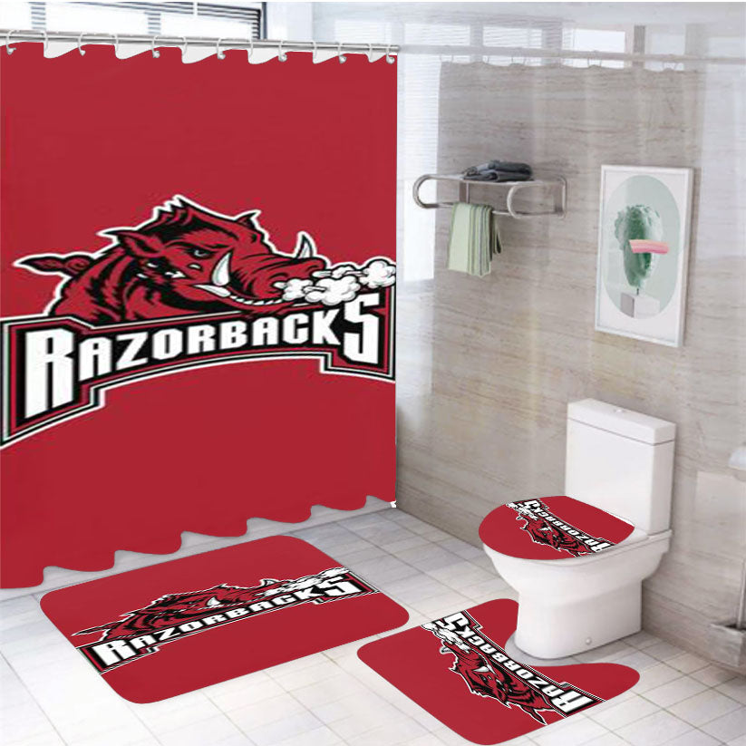 Arkansas Razorbacks 4Pcs Bathroom Set Shower Curtain