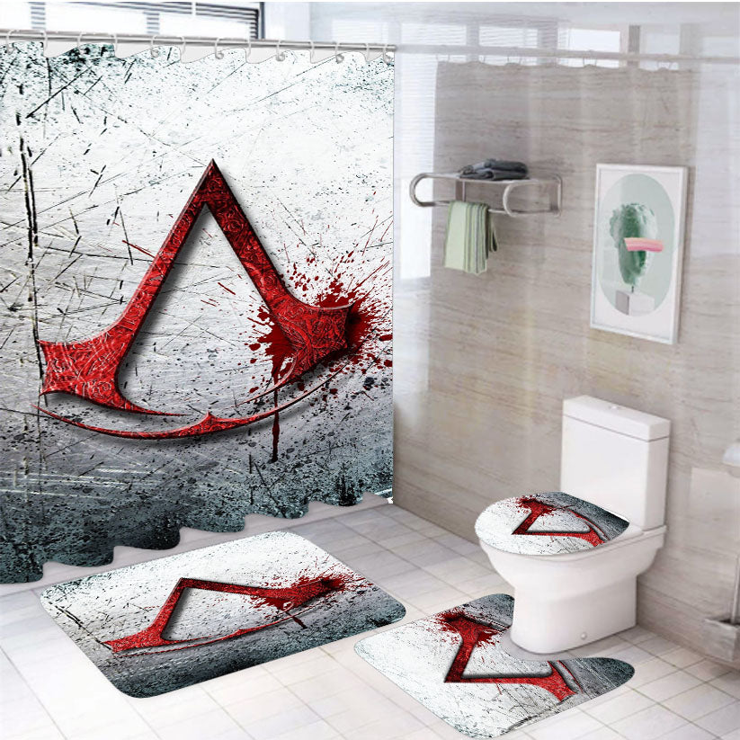 Assassins Creed Logo 4Pcs Bathroom Set Shower Curtain