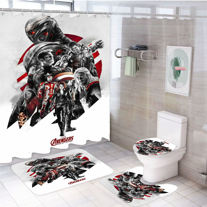 Avengers Age Of Ultron Poster Marvel 4Pcs Bathroom Set Shower Curtain