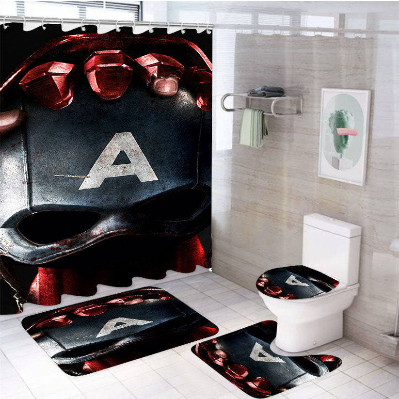 Avengers Captain America And Iron Man 4Pcs Bathroom Set Shower Curtain