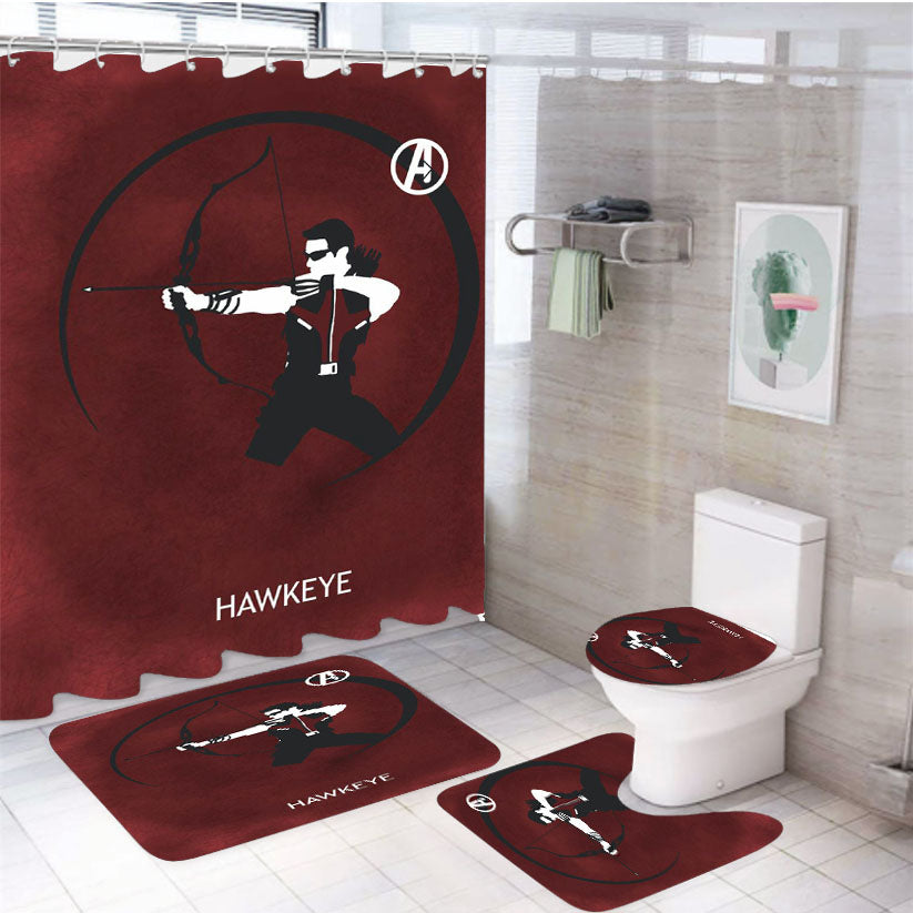 Avengers Marvel Hawkeye 4Pcs Bathroom Set Shower Curtain