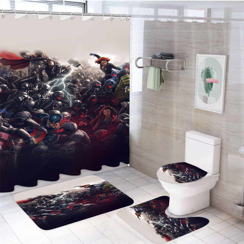 Avengers Marvel Hero 4Pcs Bathroom Set Shower Curtain