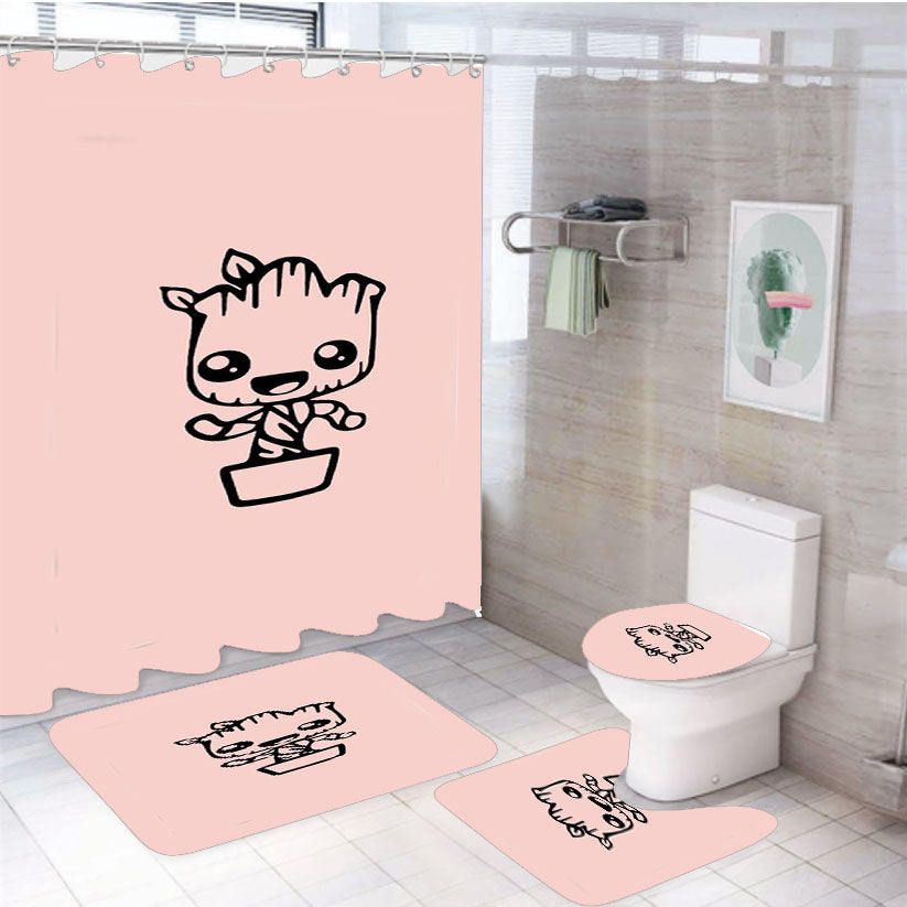 Baby Groot Marvel Guardians Of The Galaxy Fathers Day 4Pcs Bathroom Set Shower Curtain