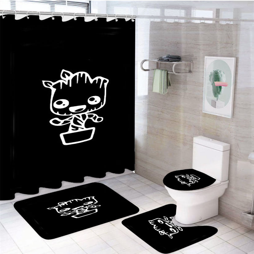 Baby Groot Marvel Guardians Of The Galaxy Fathers Day Gift 4Pcs Bathroom Set Shower Curtain