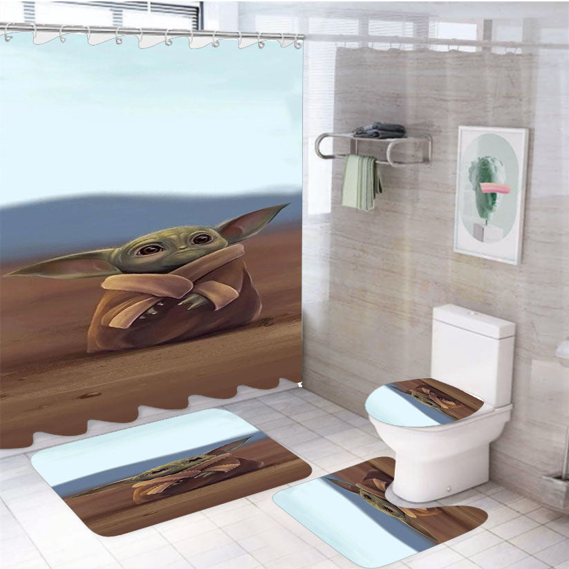 Baby Yoda Cute Star Wars 4Pcs Bathroom Set Shower Curtain